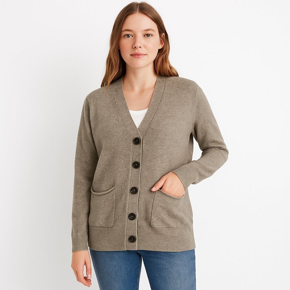 Madewell Cardigan Cotton Hemp Silk Button Front Neutral Academia Cozycore XS